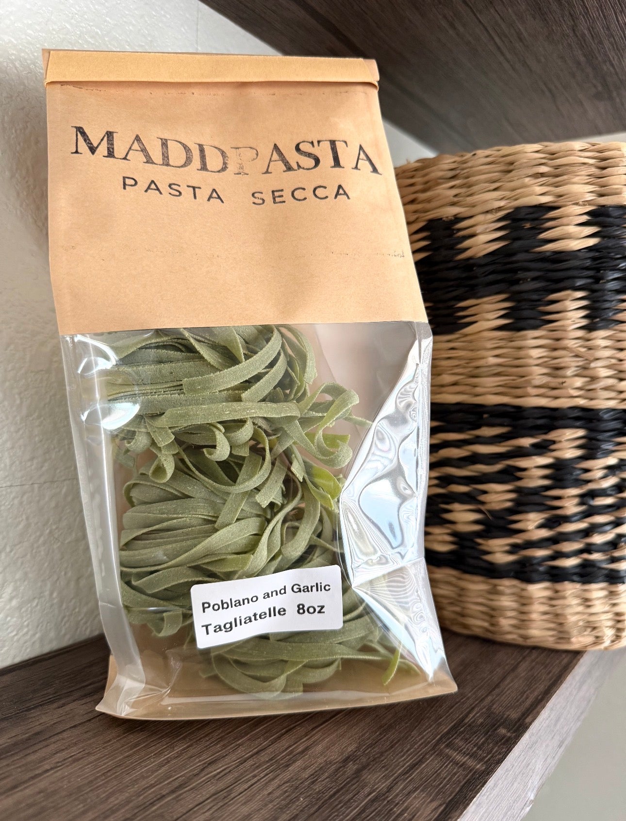 Poblano and Garlic Tagliatelle Pasta