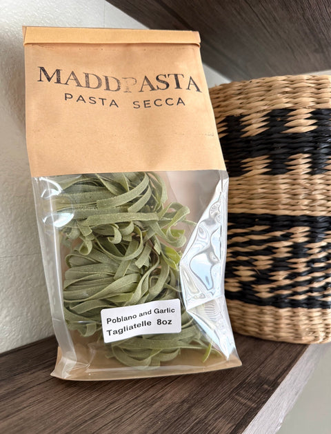 Poblano and Garlic Tagliatelle Pasta